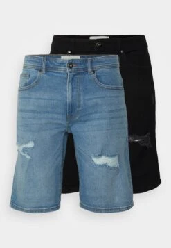 Pier One Unisex 2 Pack - Jeansshort - Blue/Black Denim -Pier One 07a2a099e2d644ab8c70e05709f387ae
