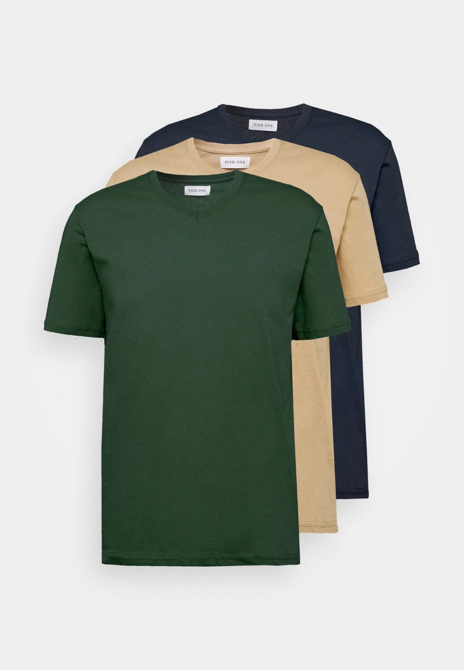 Pier One 3 Pack - T-Shirt Basic - Khaki/Tan/Dark Blue 9 Pier One 3 Pack - T-Shirt Basic - Khaki/Tan/Dark Blue - Afbeelding 7