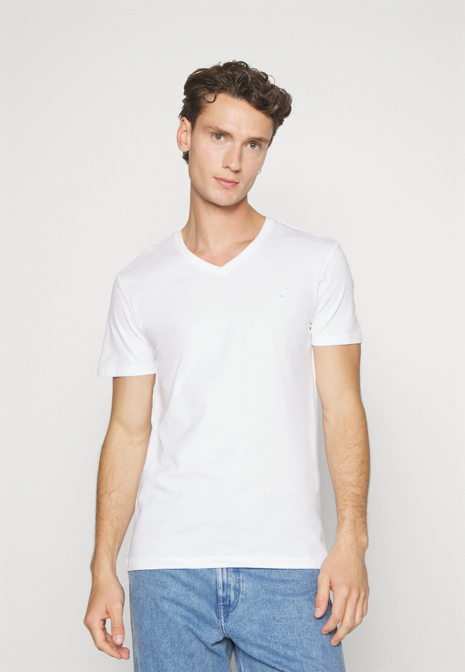 Pier One V Neck Bird Tonal 3 Pack - T-Shirt Basic - Light Brown/White/Dark Blue 5 Pier One V Neck Bird Tonal 3 Pack - T-Shirt Basic - Light Brown/White/Dark Blue - Afbeelding 3