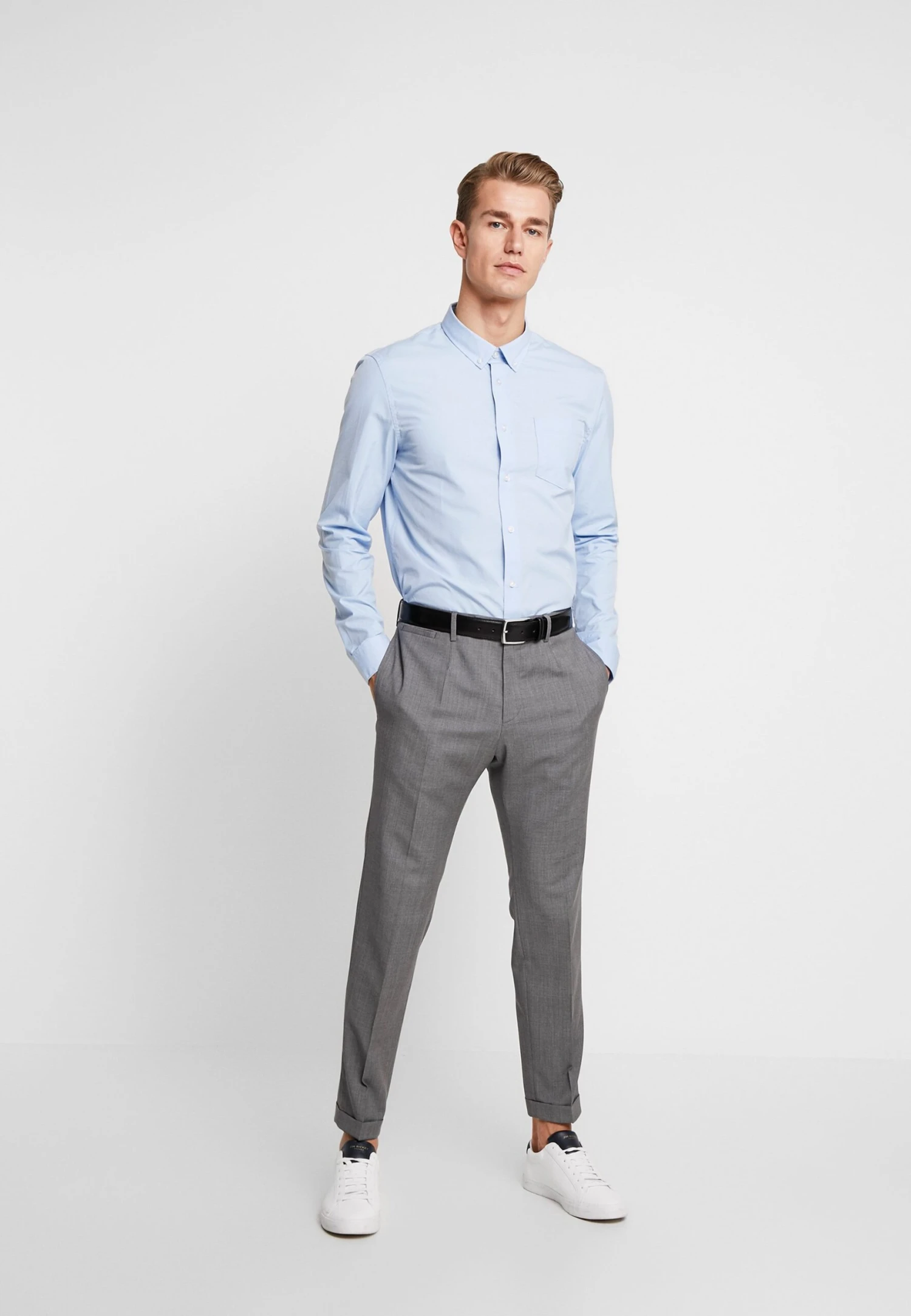 Pier One 2 Pack - Zakelijk Overhemd - White/Light Blue 3 Pier One 2 Pack - Zakelijk Overhemd - White/Light Blue